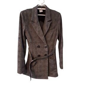 Cabi Bond Blazer jacket womens size Small belt knit black plaid